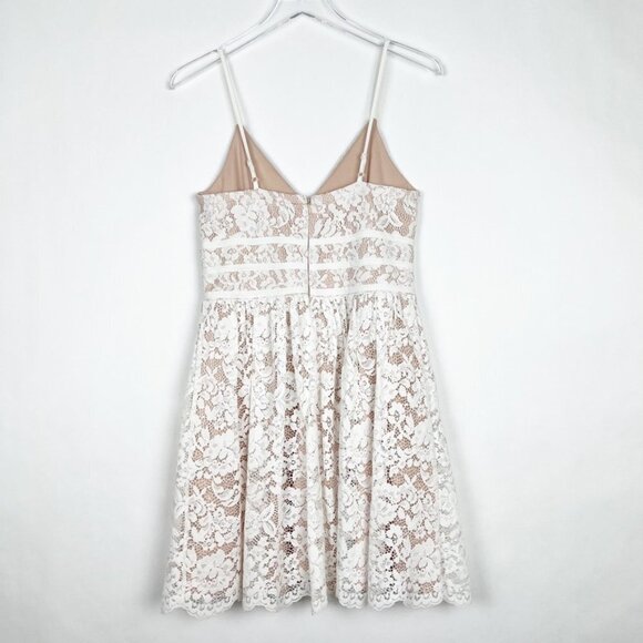 Lulus Dress Women's Medium White Wish Me Luxe Lace Skater Mini - Picture 13 of 15